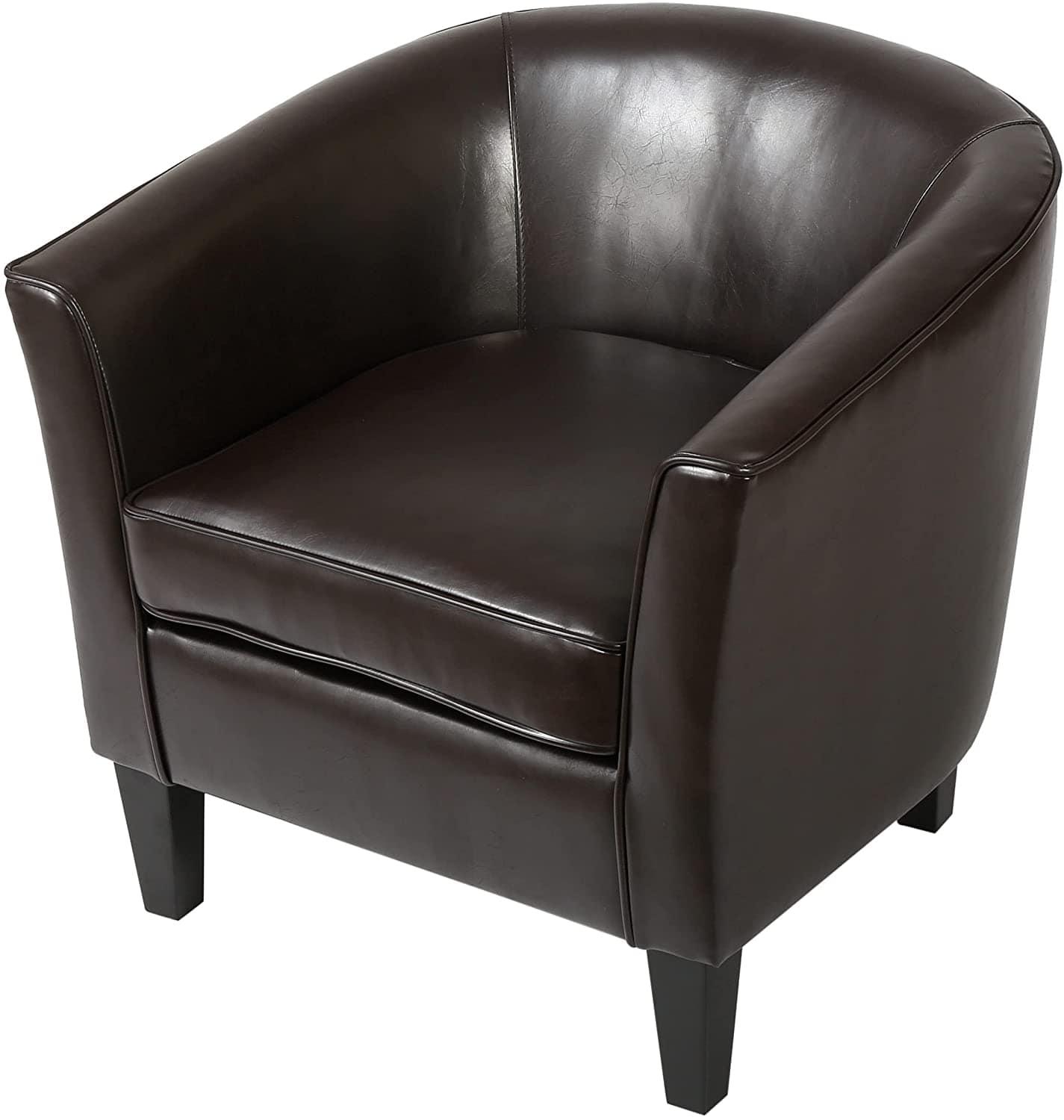 Logan Upholstered Club Chair with Arm Rest , Brown - Ouch Cart 
