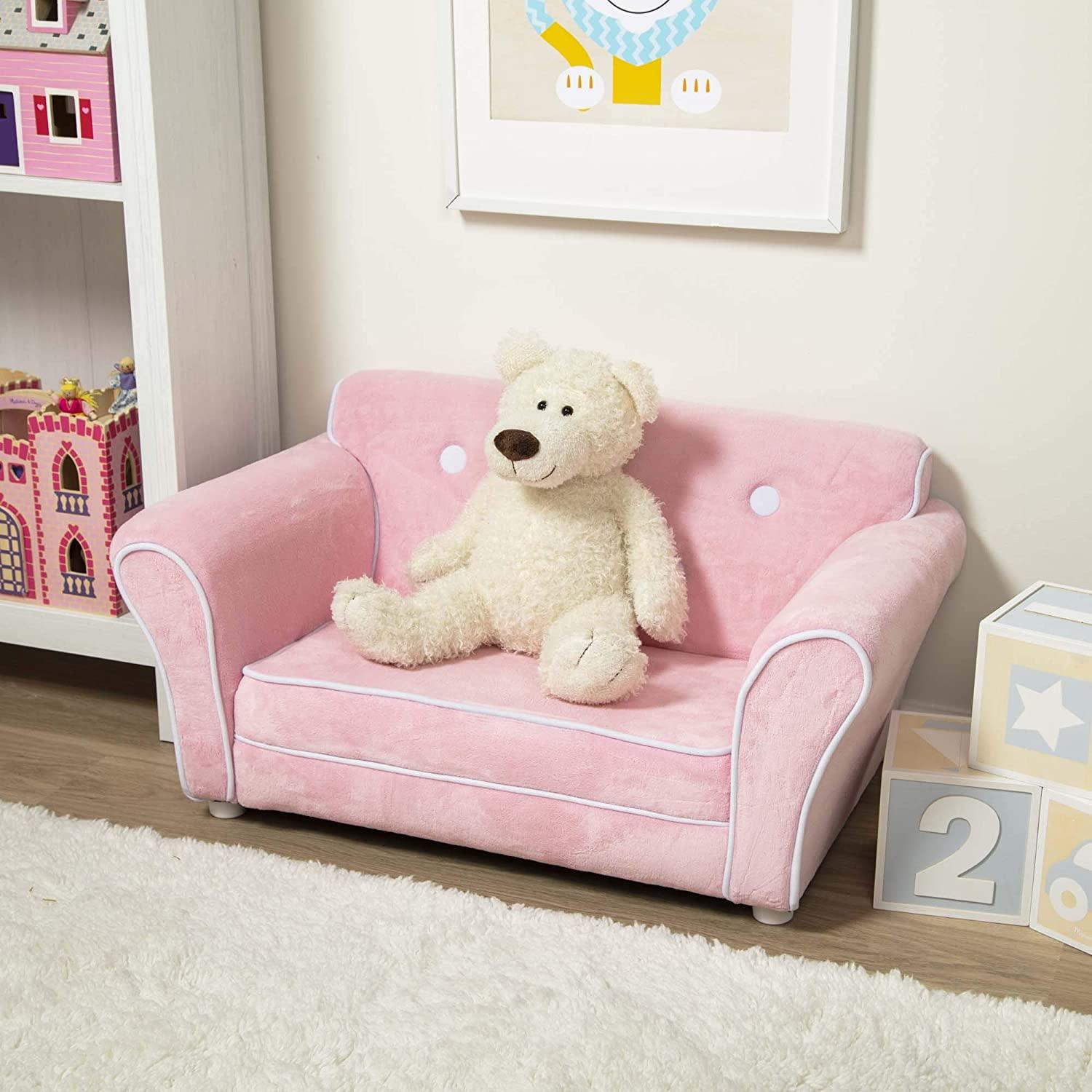 Child's Sofa - Pink Plush Children's Furniture - Ouch Cart 