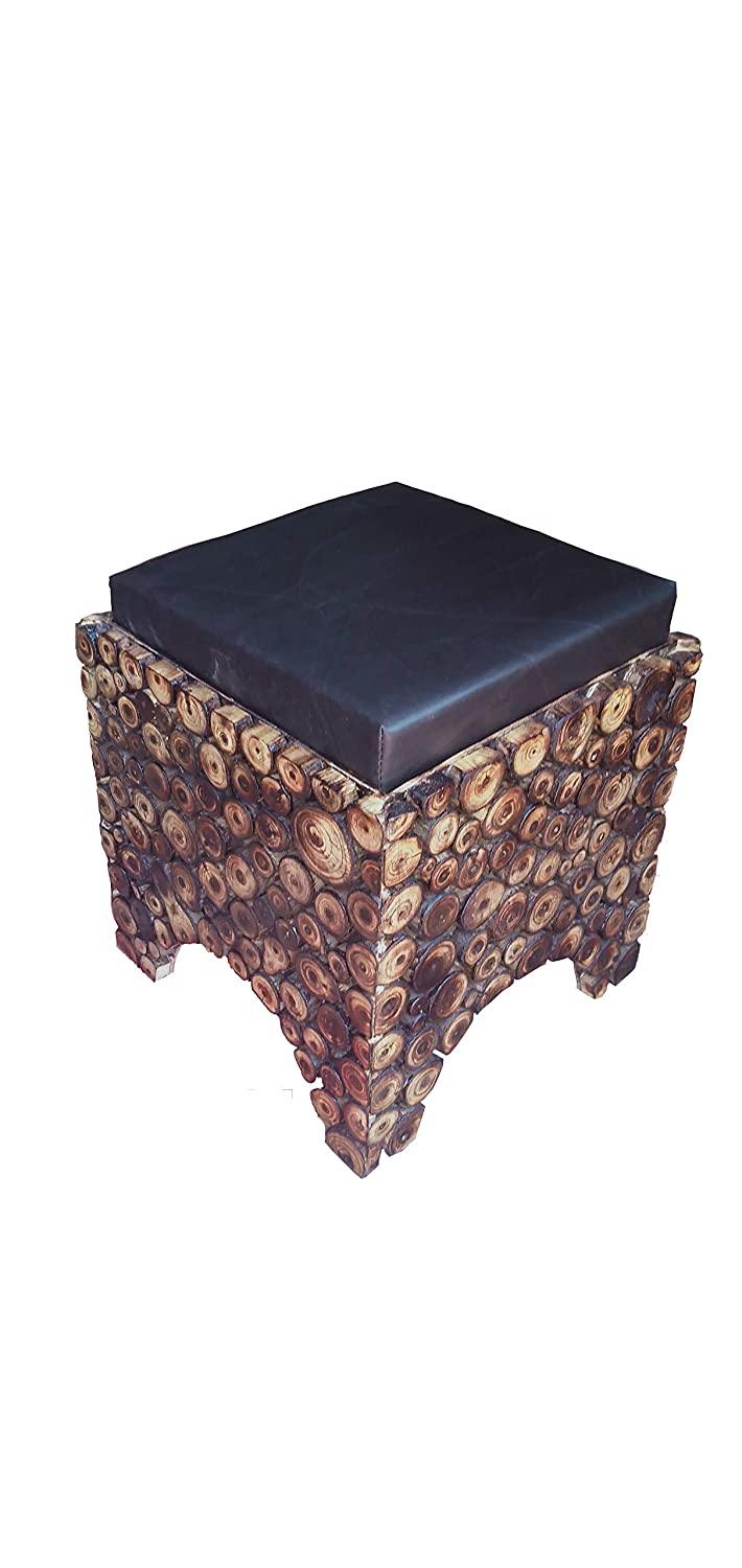 Wooden Stool/Chair With Storage Made From Natural Wood Blocks - Ouch Cart 