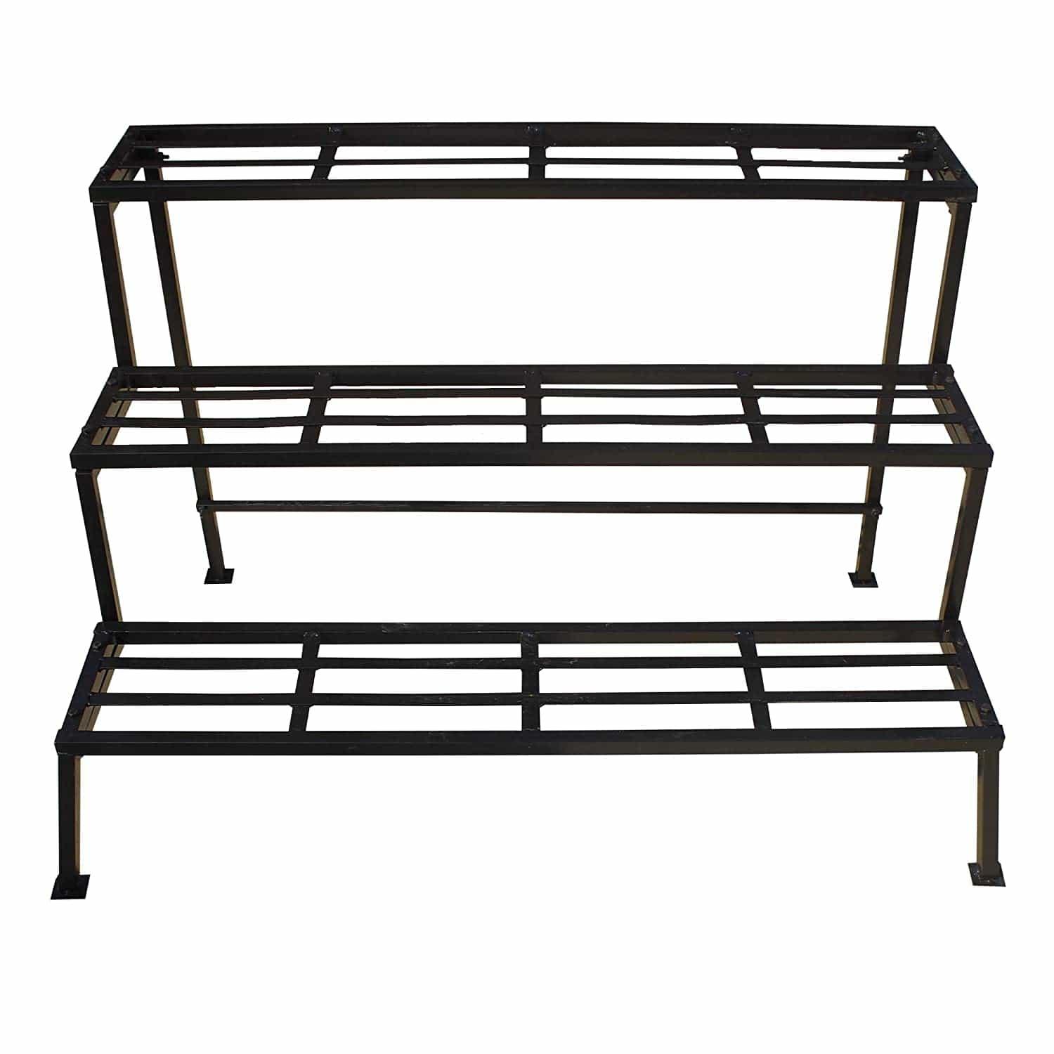 3 Step Stand for Multiple Plants and Pots Stand | Indoor Shelf Holder Rack | Gardening Stand | Indoor Outdoor (Black) - Ouch Cart 