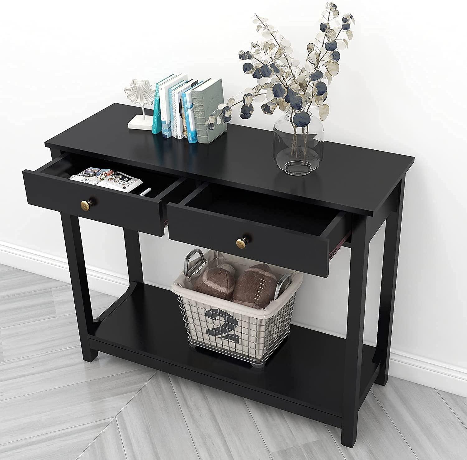 Console Table for entryway with 2 Drawers,Sofa Entryway Table with Storage Drawers