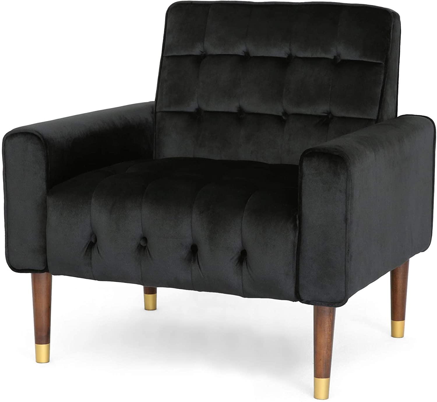 Velvet Armchair, Modern Glam, Button-Tufted, Waffle Stitching, - Ouch Cart 