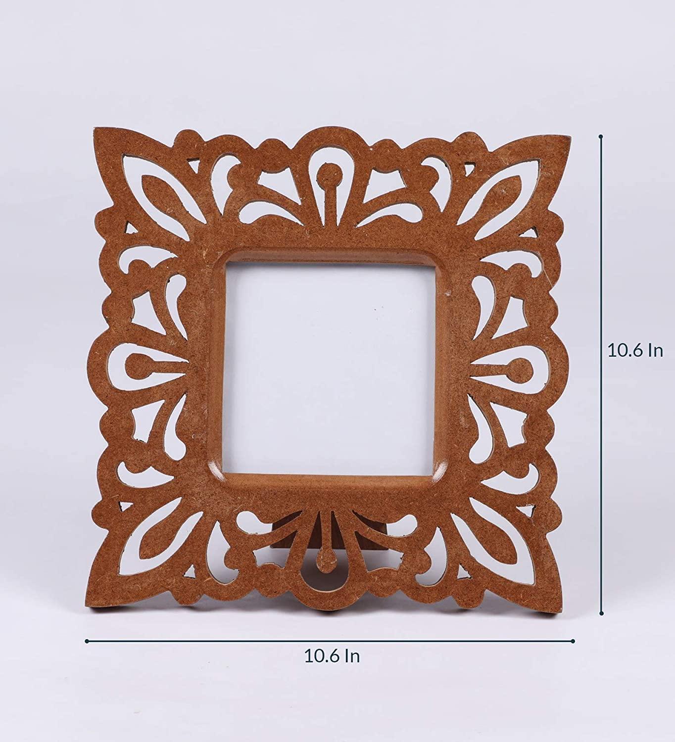 Decorative Hand Crafted Wooden Photo Frame (27 X 27 X 1.5 cm), (Model: TUS-PF-18), Brown Visit the The Urban Store Store - Ouch Cart 