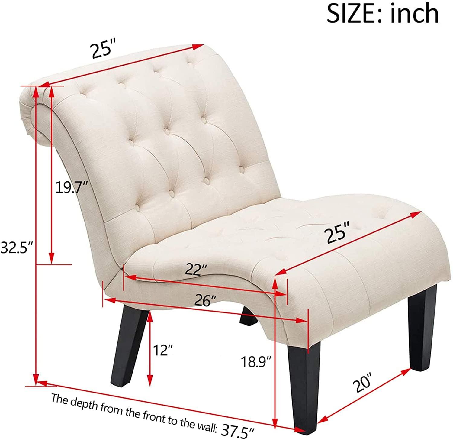 Upholstered Accent Chair for Bedroom Living Room Chairs Lounge Chair with Wood Legs Cream Fabric - Ouch Cart 