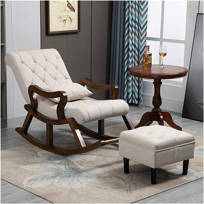 Wooden Rocking Chair with Footrest