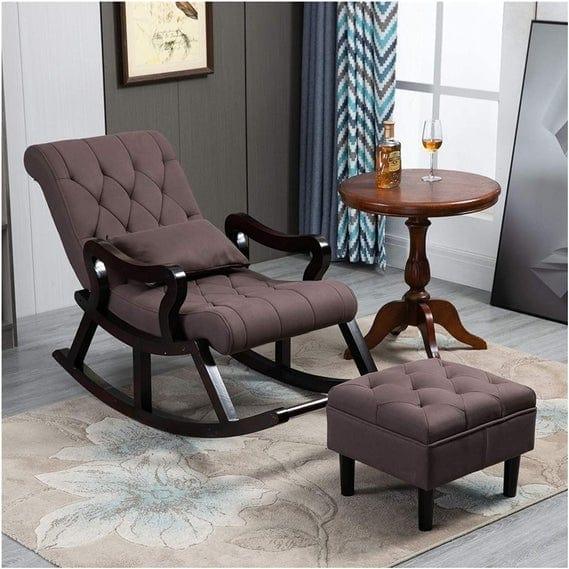 Wooden Rocking Chair with Footrest - Ouch Cart 