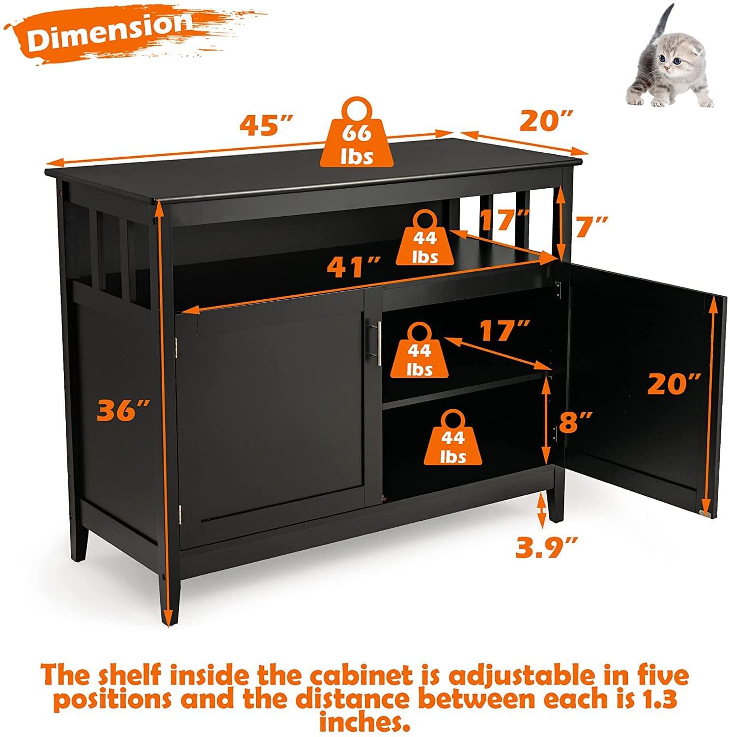 Buffet Cabinet with Storage, Freestanding Kitchen Cabinet with Adjustable Shelf, Storage Sideboard Console Table, 45 x 20 x 36 inches