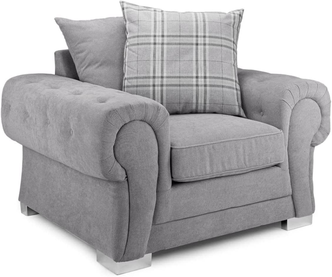 Sofa Verona Fabric Corner Sofa -Grey, Armchair) - Ouch Cart 