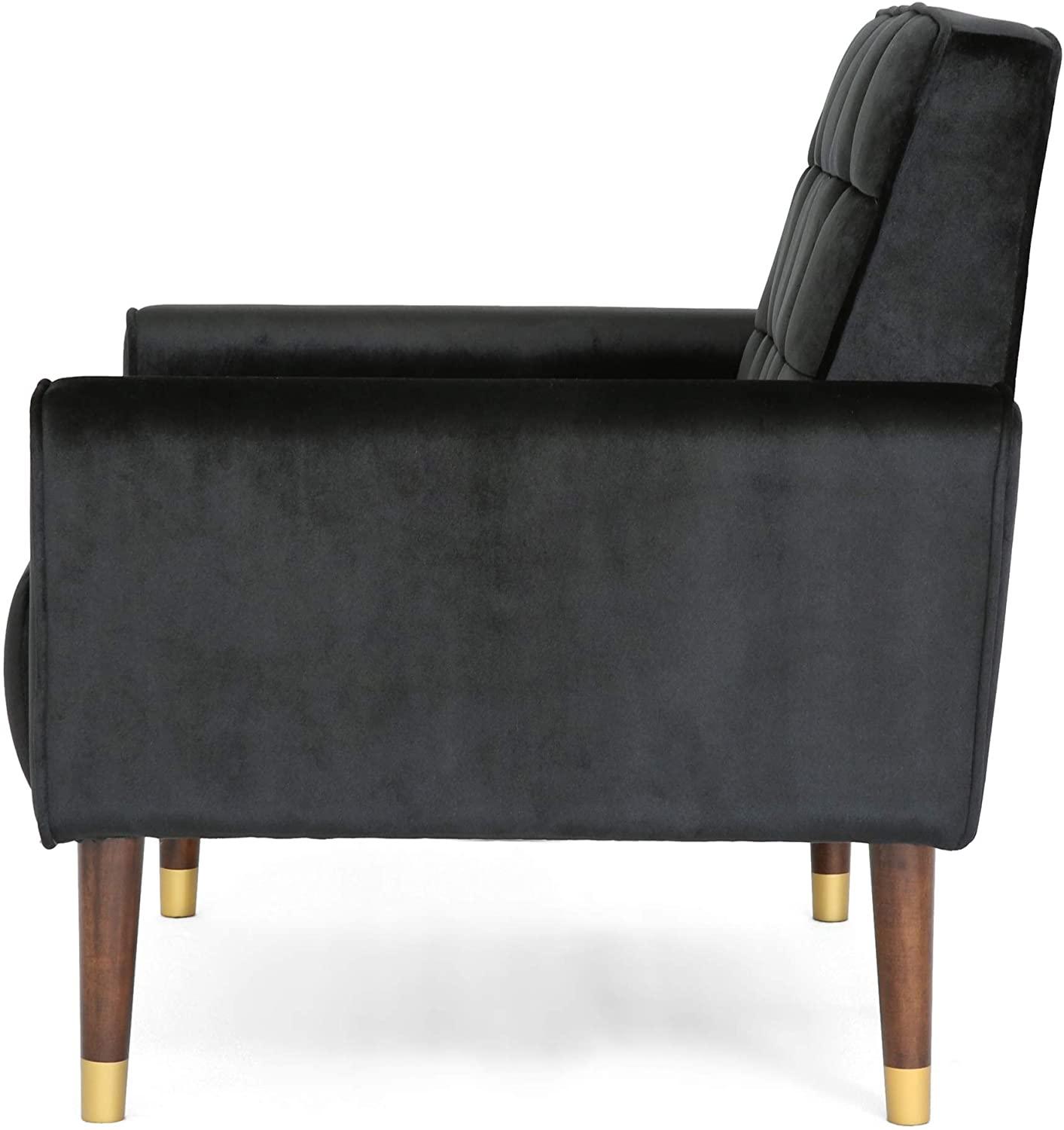 Velvet Armchair, Modern Glam, Button-Tufted, Waffle Stitching, - Ouch Cart 