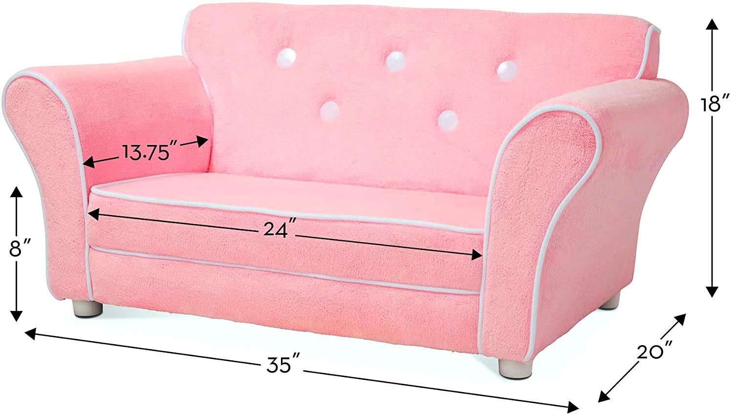 Child's Sofa - Pink Plush Children's Furniture - Ouch Cart 