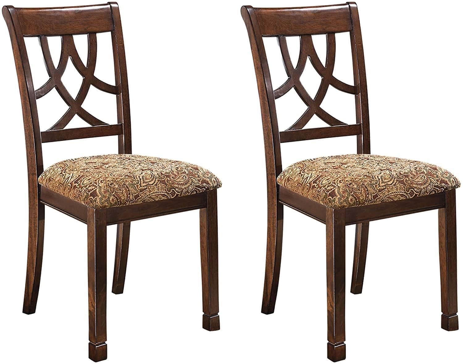 Leahlyn Dining Upholstered Side Chair - Pierced Splat Back - Set of 2 -Brown - Ouch Cart 