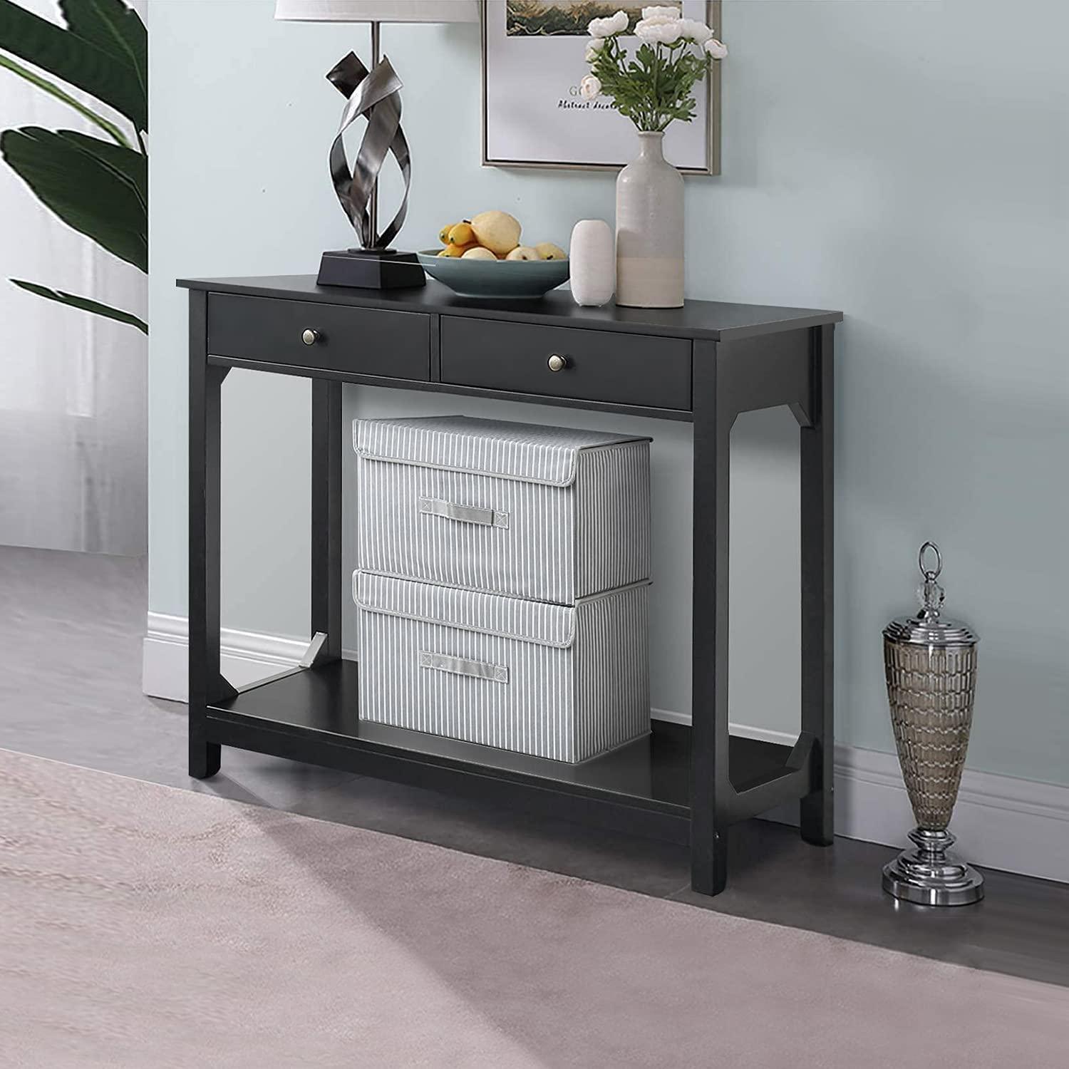 Console Table for entryway with 2 Drawers,Sofa Entryway Table with Storage Drawers - Ouch Cart 