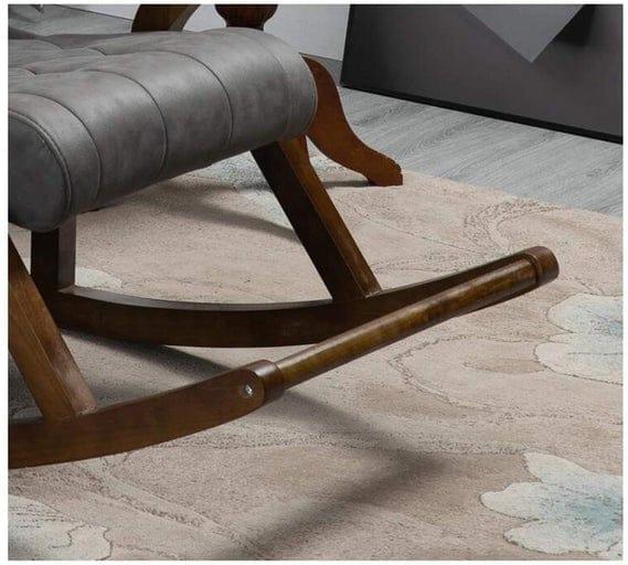 Wooden Rocking Chair with Footrest