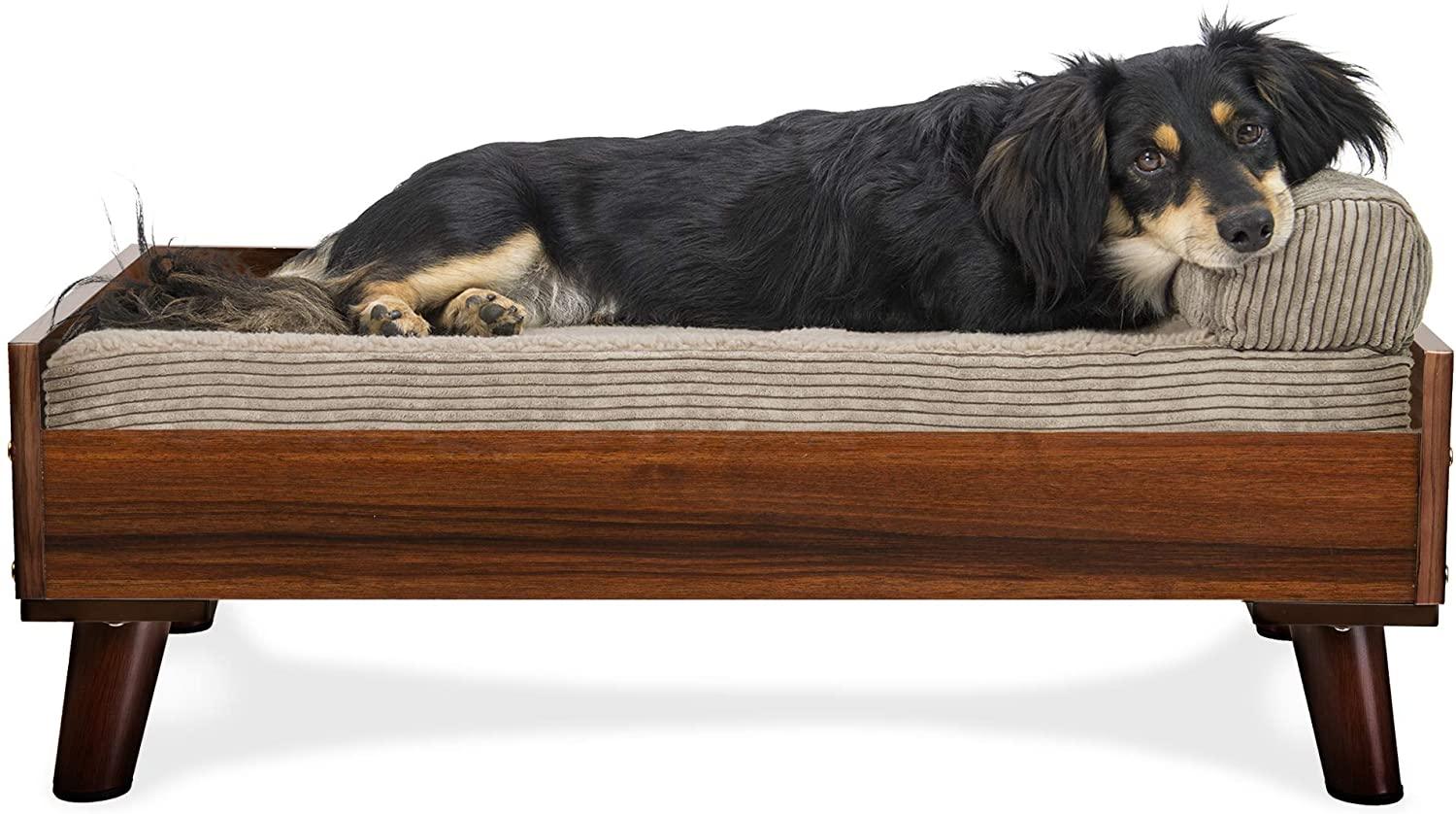 Pet Bed Frame for Small, Medium, and Large Dogs and Cats - Elevated Mid-Century Modern Style Platform Dog Bed - Ouch Cart 