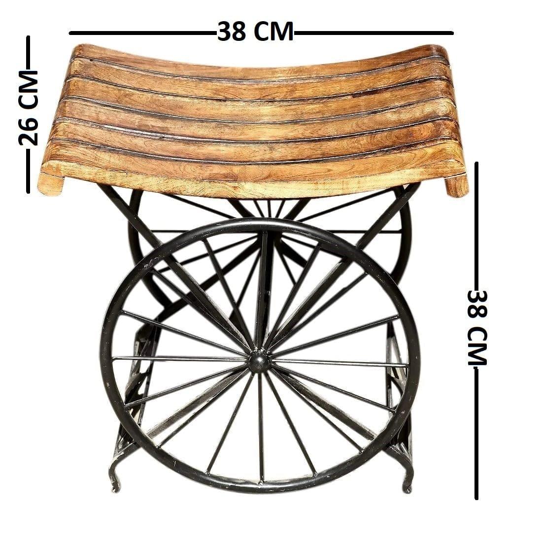 IRON WOODEN BEDSIDE TABLE | END TABLE SITTING STOOL FOR LIVING ROOM AND BEDROOM - Ouch Cart 