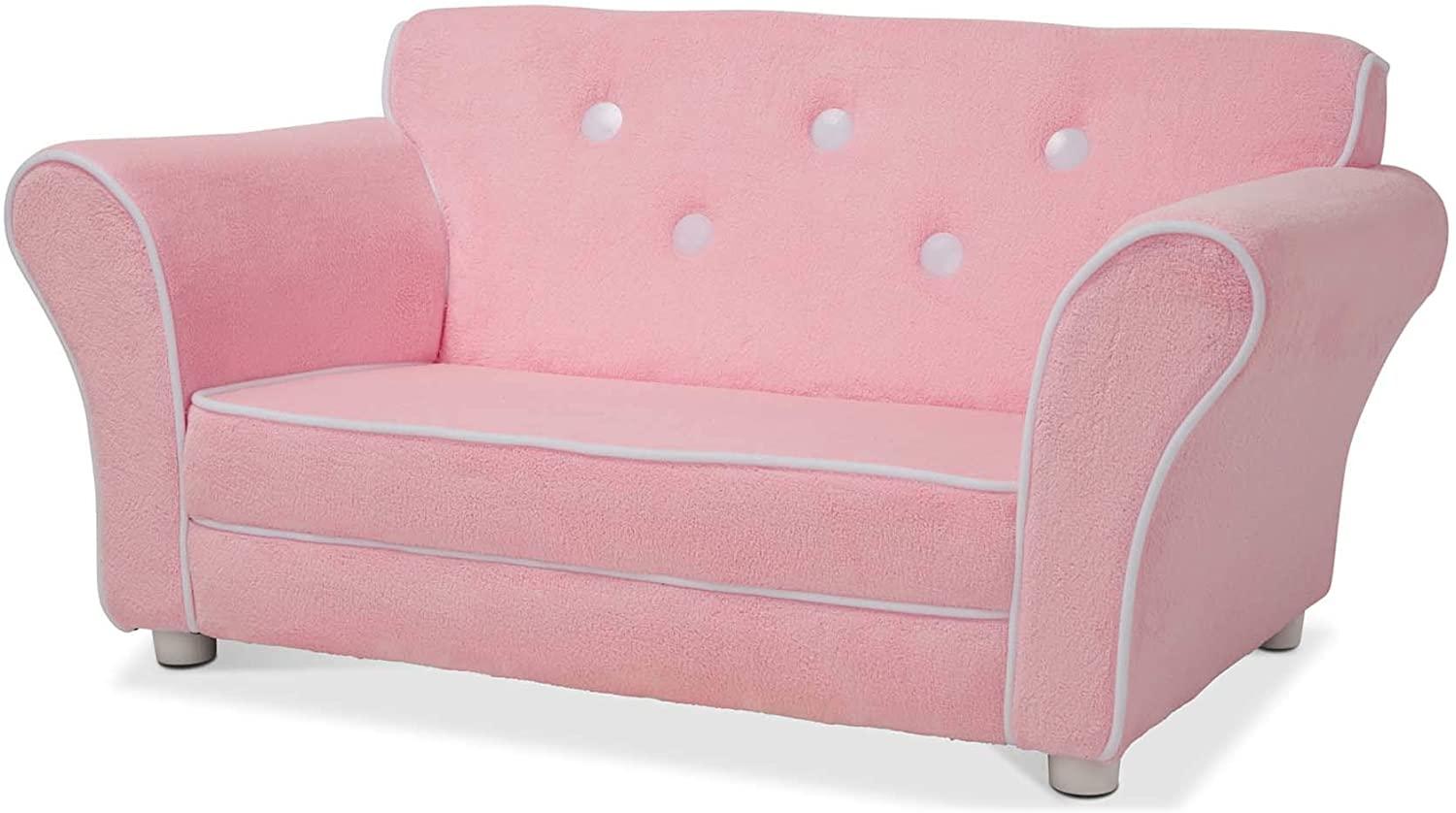 Child's Sofa - Pink Plush Children's Furniture - Ouch Cart 