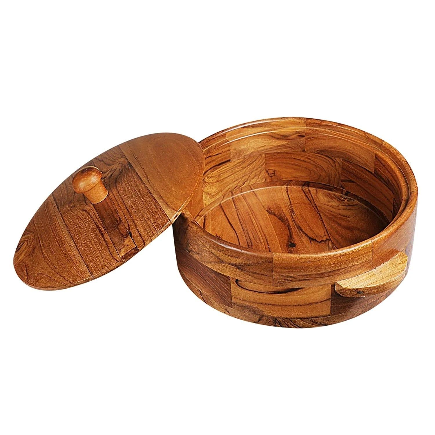 TEAK WOOD CHAPATI BOX/ ROTI BOX/ WOODEN CASSEROLE - Ouch Cart 