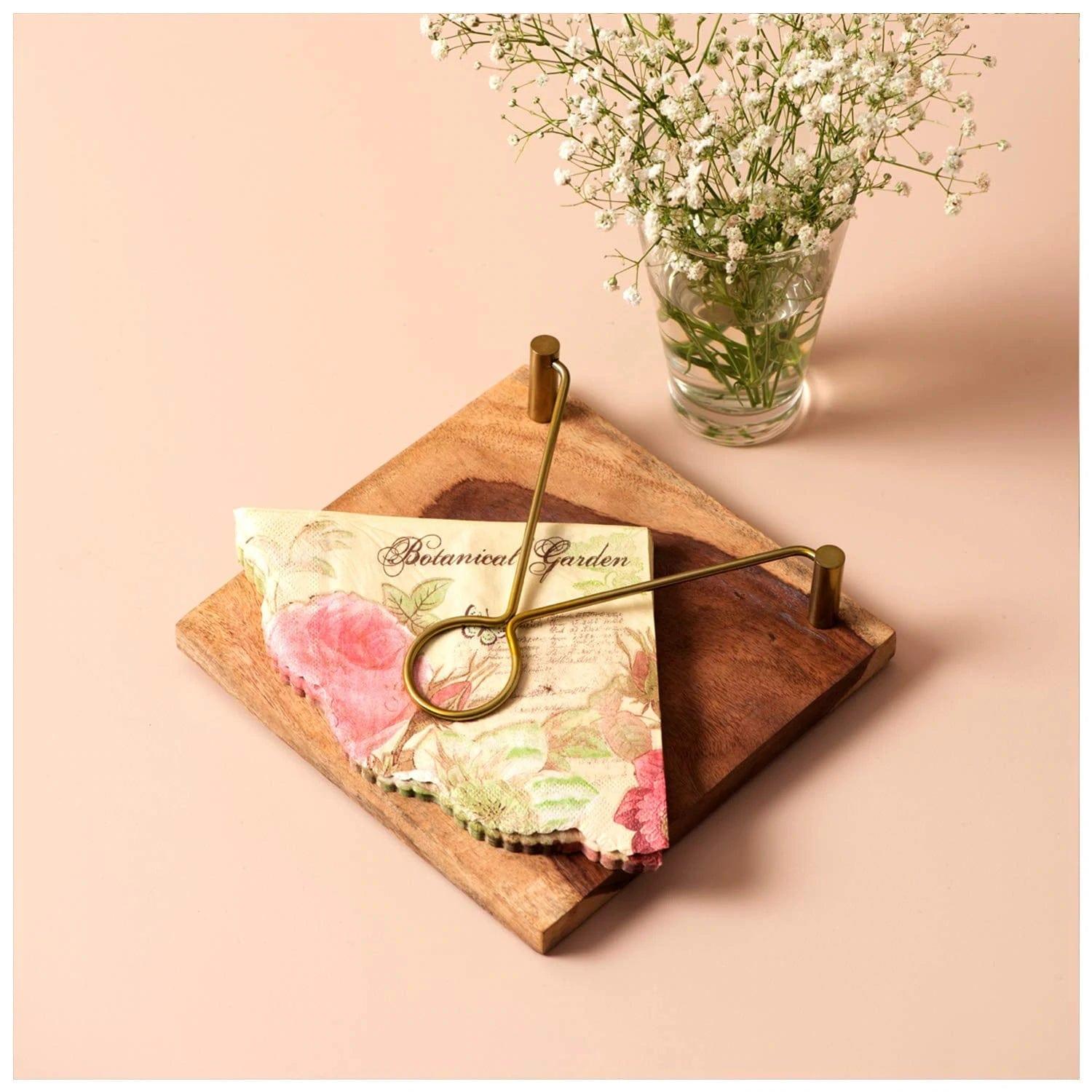 WOODEN CAKE STAND AND TISSUE HOLDER COMBO II FOOD GRADE - Ouch Cart 