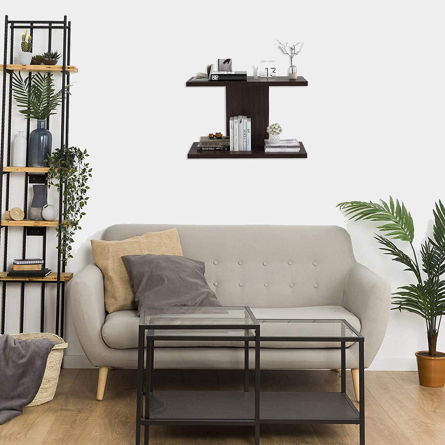 Wooden Wall Mounted Shelf/Book Shelves/Decor Racks for Living Room, Bed Room, Drawing Room, Hall, Office .(Colour - Brown with Matte Finish) -Set of 1 - Ouch Cart 