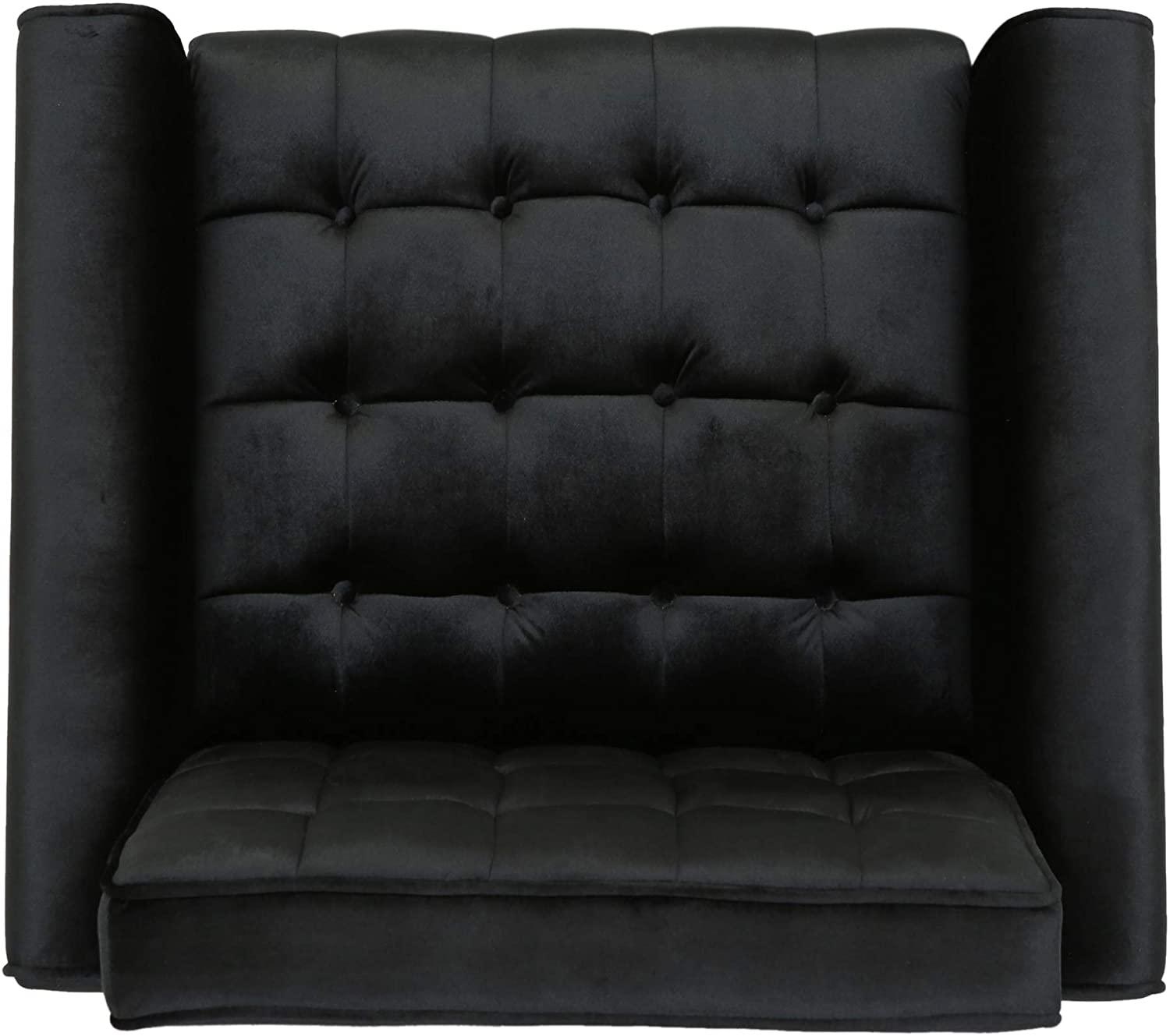 Velvet Armchair, Modern Glam, Button-Tufted, Waffle Stitching, - Ouch Cart 