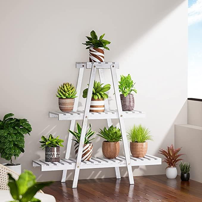 Goretti Triangular Multi-Tiered Mahogany Plant Stand - Ouch Cart 