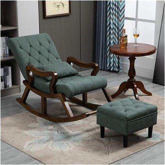 Wooden Rocking Chair with Footrest - Ouch Cart 