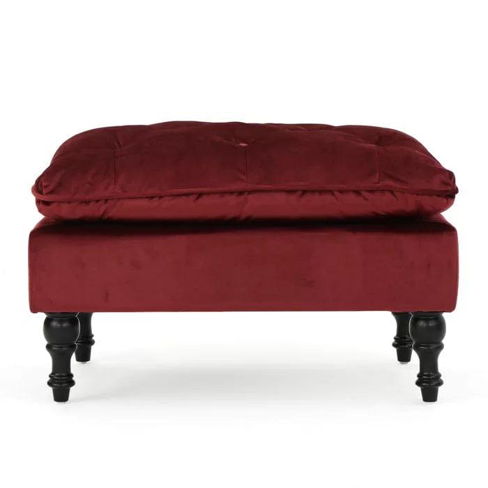 Wide Velvet Tufted Rectangle Solid Footstool Ottoman - Ouch Cart 