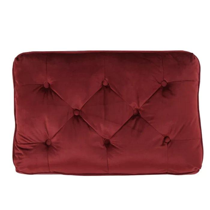 Wide Velvet Tufted Rectangle Solid Footstool Ottoman