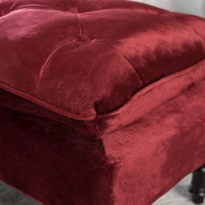 Wide Velvet Tufted Rectangle Solid Footstool Ottoman