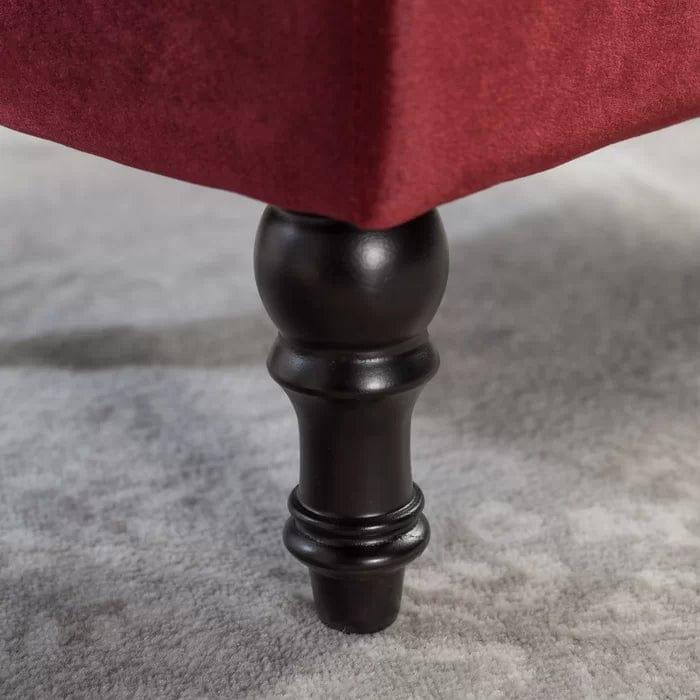 Wide Velvet Tufted Rectangle Solid Footstool Ottoman