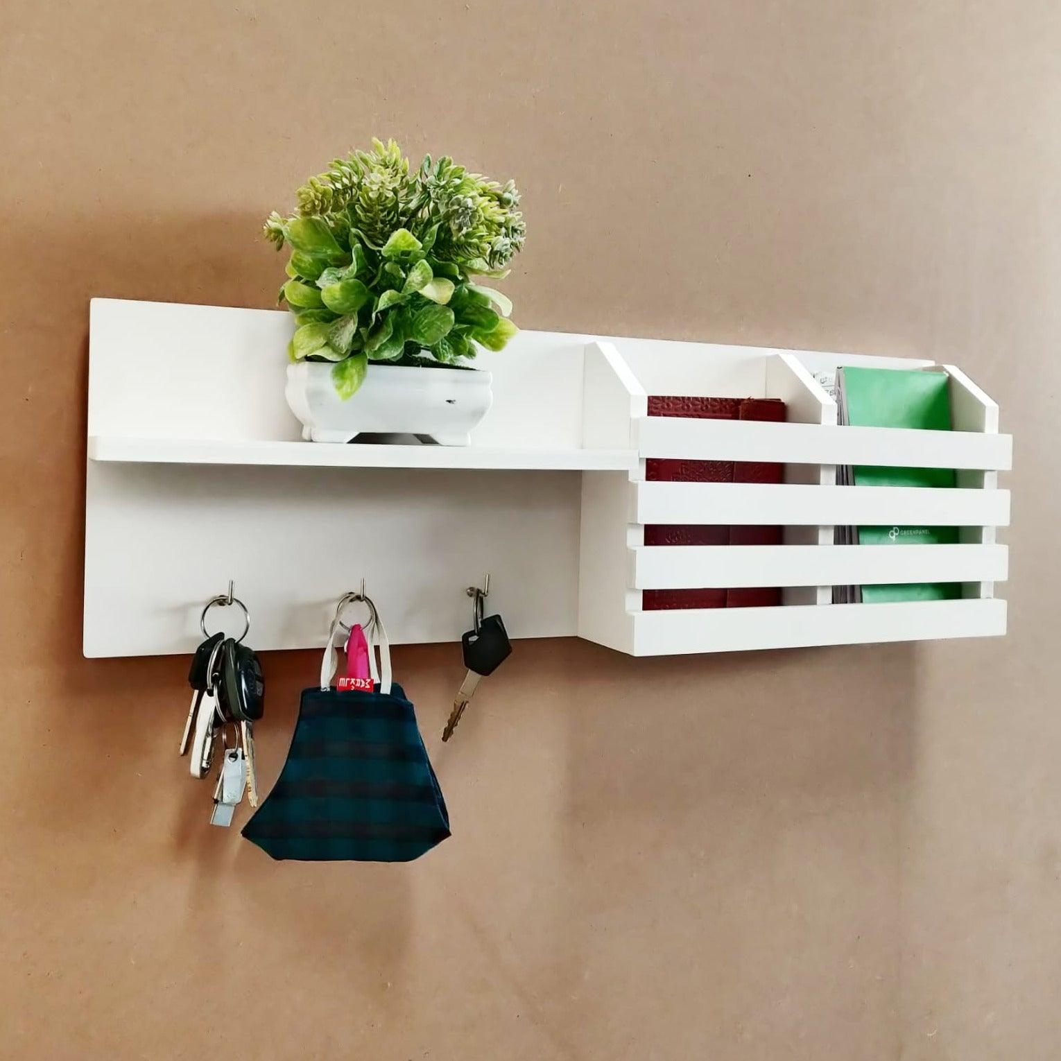 White Utility Shelf In PVC with Pocket and Hanging Hooks By Miza - Ouch Cart 