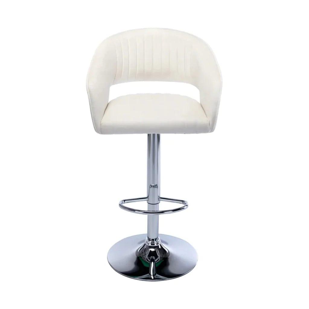 White Plush Feel Velvet Adjustable Bar Stool - Ouch Cart 