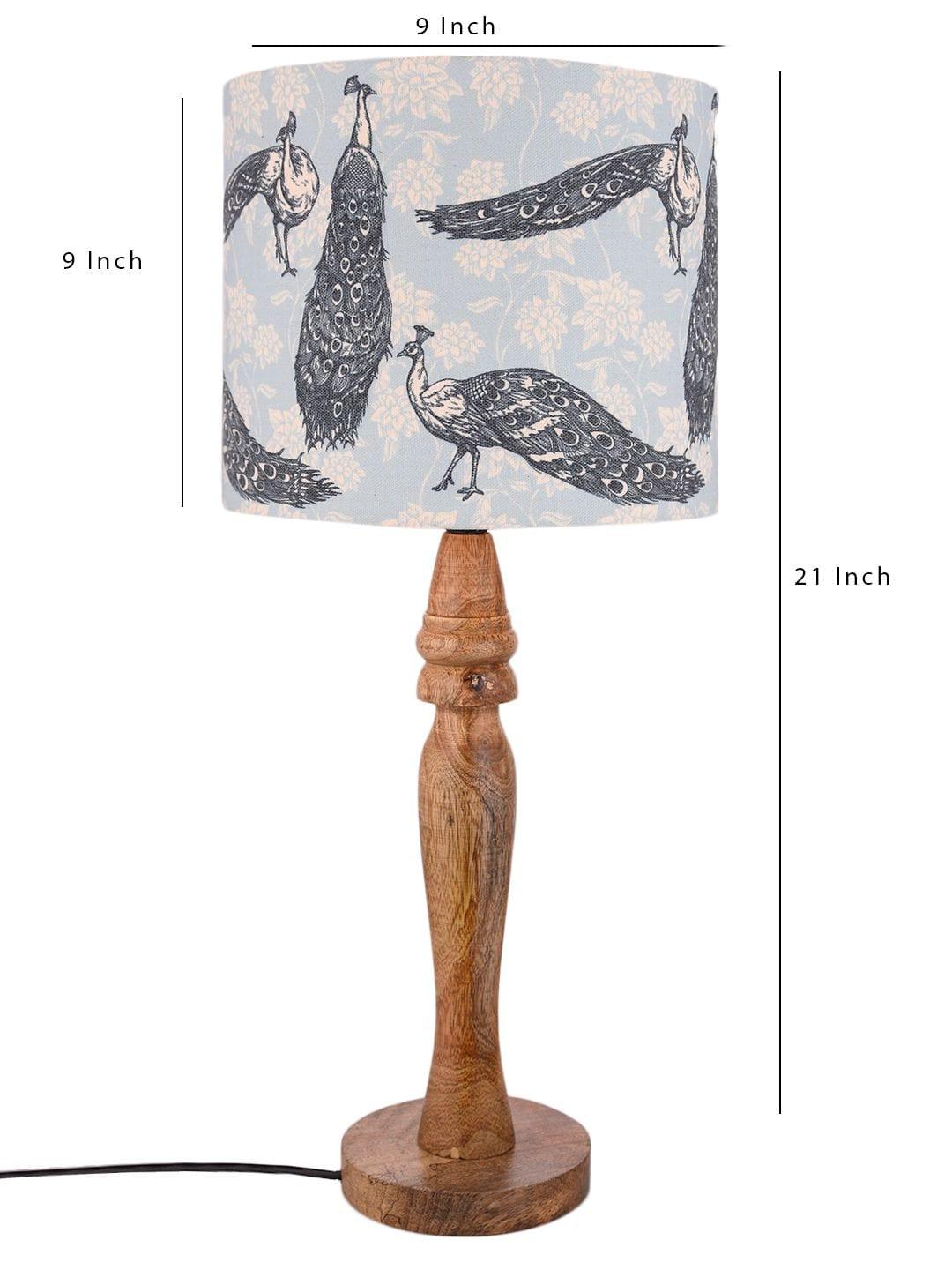 Wooden Peacock Print Lamp - Ouch Cart 