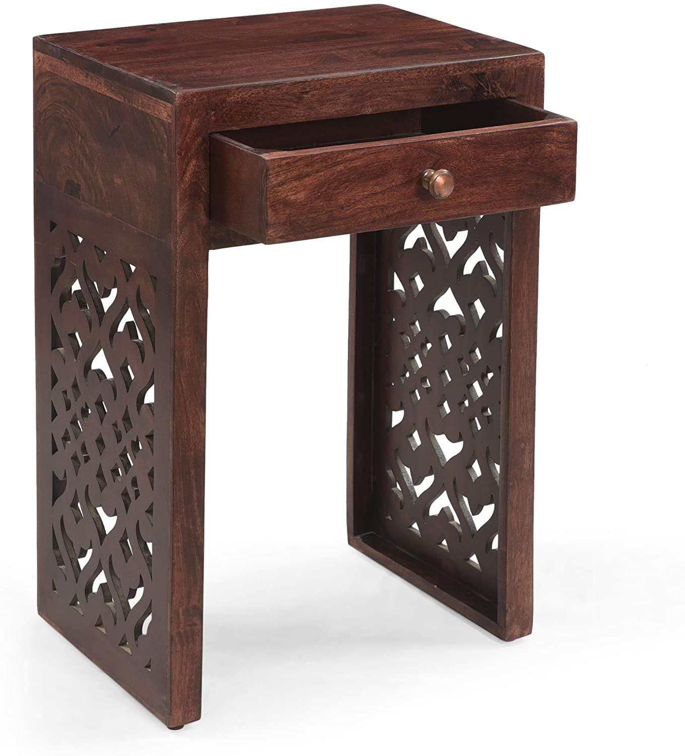 Home Annabelle Mango Wood Bedside Table, Brown - Ouch Cart 