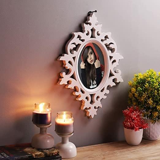 Decorative Handcrafted Wooden Photo Frame (White, 37.5 cm x 25 cm x 1.5 cm) - Ouch Cart 