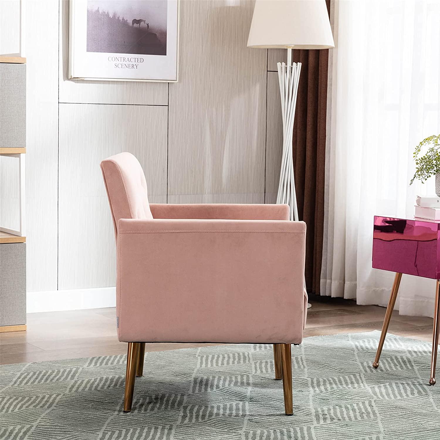 Velvet Accent Chair, Living Room, Bedroom Leisure Single Sofa Chair, TV armrest seat, Suitable for Small Space Home, Office, Coffee Chair - Ouch Cart 