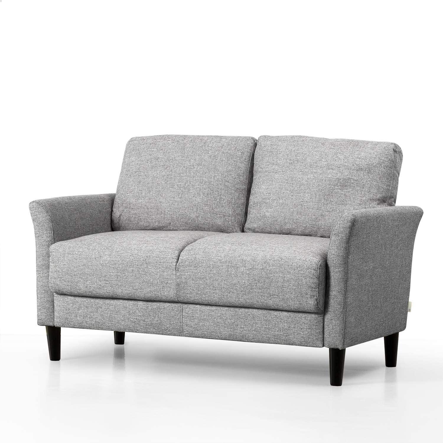 Zinus Classic Sofa 2 Seater Loveseat Fabric Chair Lounge Couch in Soft Grey