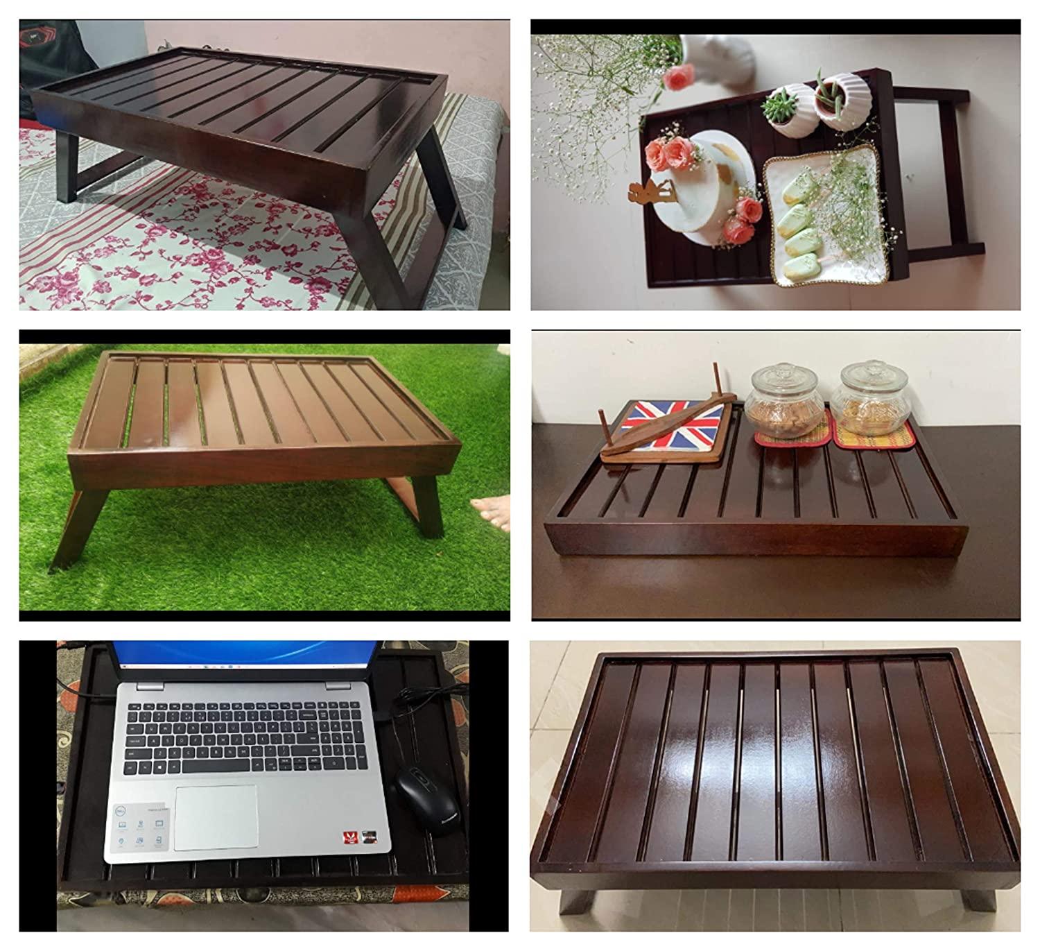 Wooden Multipurpose Portable Table Breakfast Tray| Laptop Stand Bed Side Table - Ouch Cart 