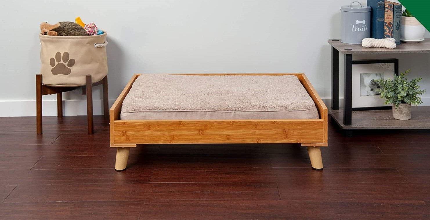 Pet Bed Frame for Small, Medium, and Large Dogs and Cats - Elevated Mid-Century Modern Style Platform Dog Bed - Ouch Cart 