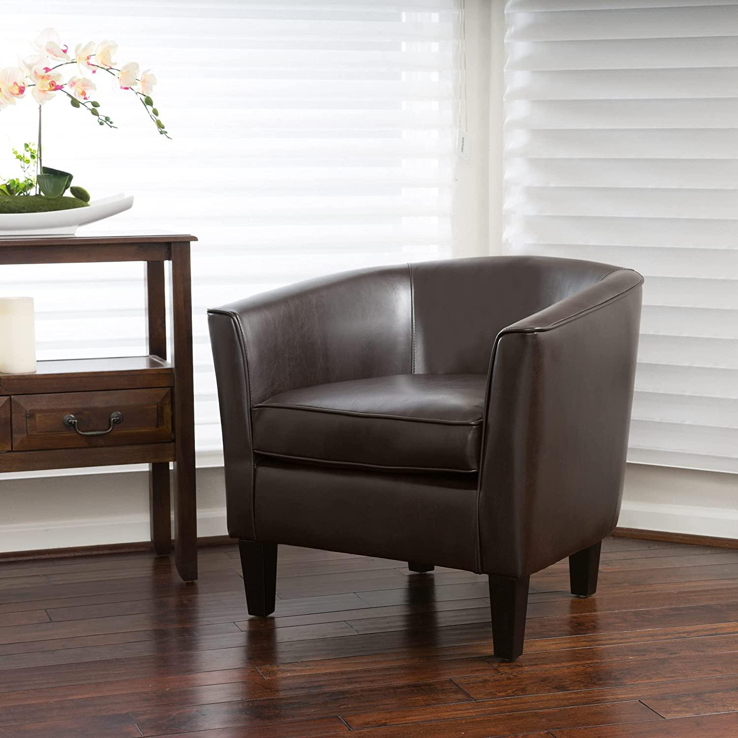 Logan Upholstered Club Chair with Arm Rest , Brown - Ouch Cart 