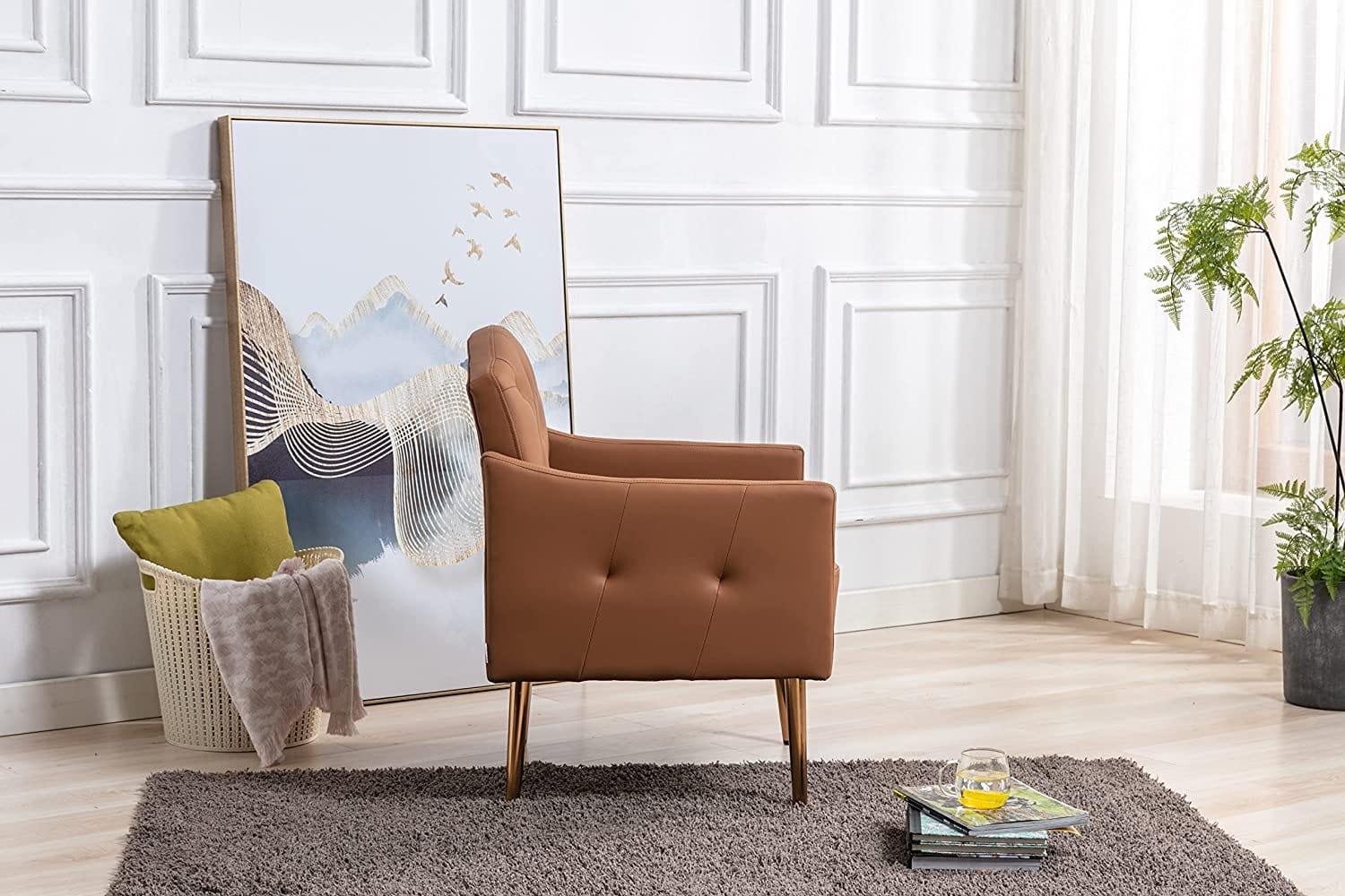 Accent Chair, Living Room, Bedroom Leisure Single Sofa Chair TV armrest seat, Suitable for Small Space Home, Office, Coffee Chair - Ouch Cart 