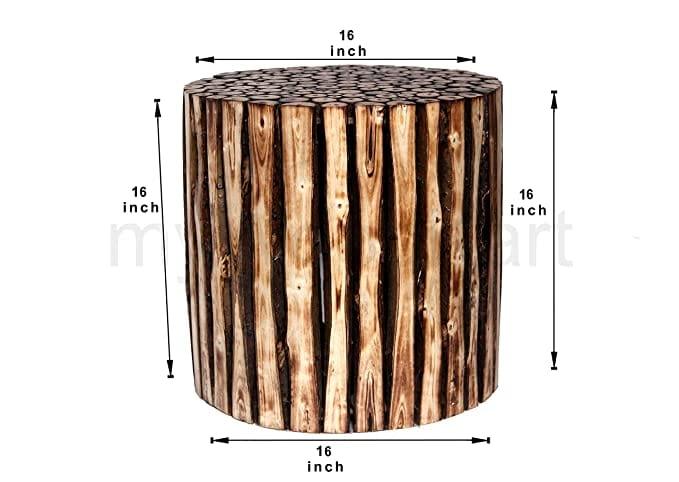 Round Wooden Stool Natural Wood Logs Best Used as Bedside Tea Coffee Plants Table for Bedroom Living Room Outdoor Garden Furniture - Ouch Cart 