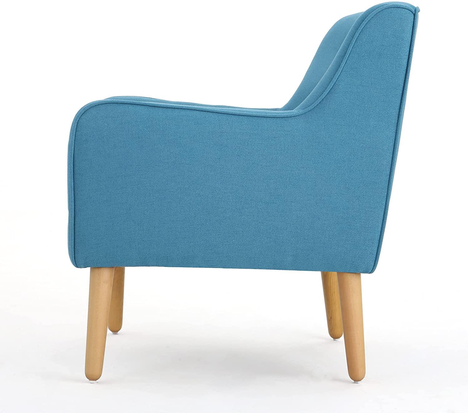 Felicity Mid-Century Fabric Arm Chairs, 2-Pcs Set, Blue