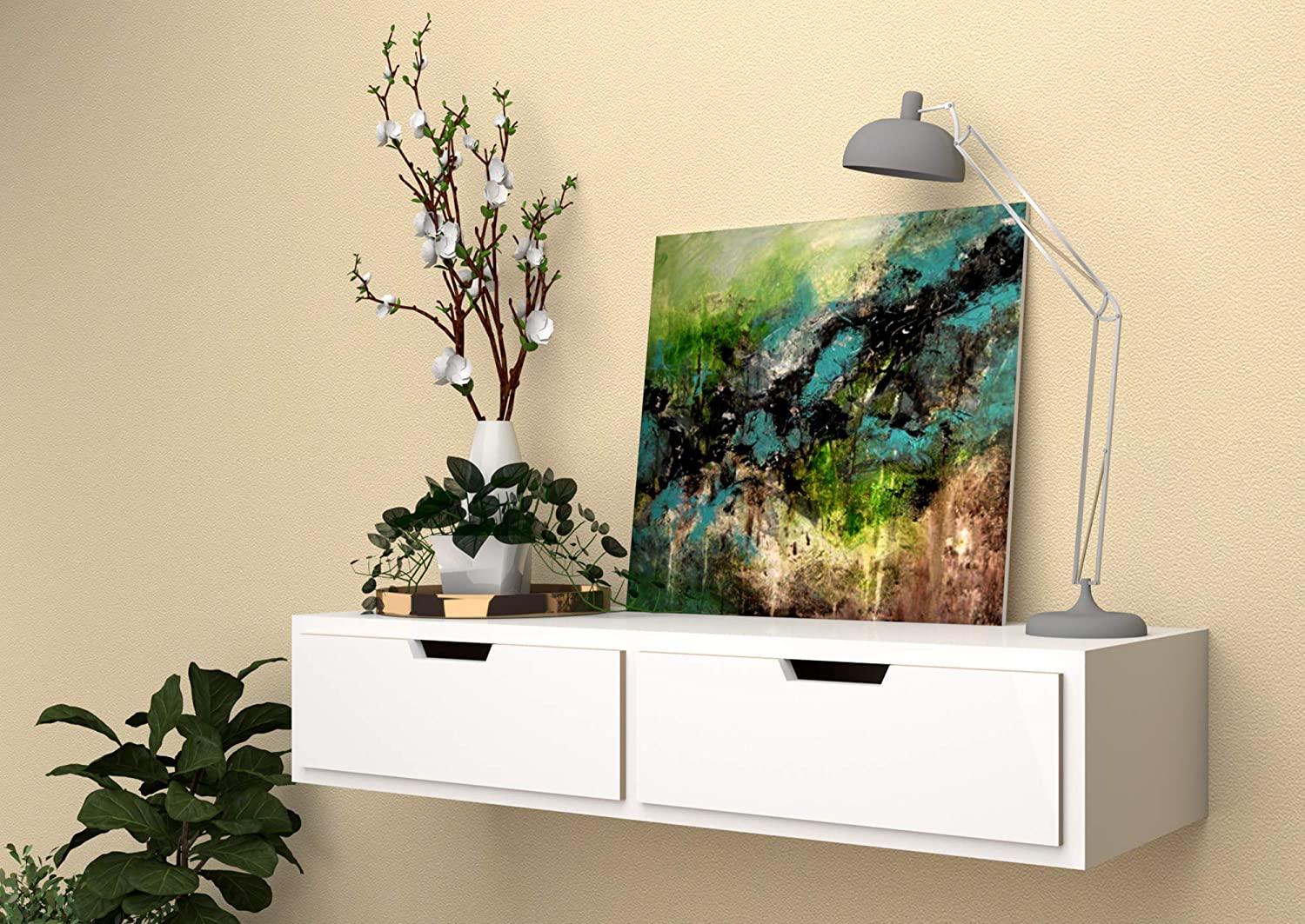 Wooden Wall Shelf with Drawer for Living Room , Storage and Home Decorative Items - Ouch Cart 