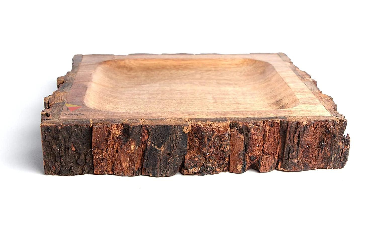 BARK/BUCKLE WOODEN SERVING TRAY SET OF 4 - Ouch Cart 
