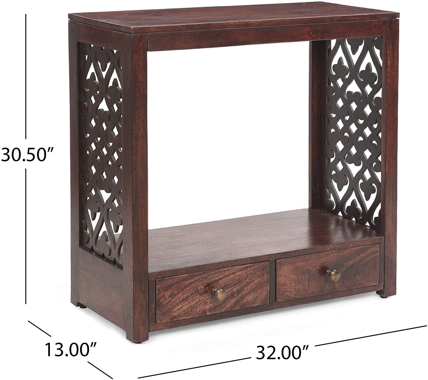 Home Ursula Mango Wood Console Table, Brown - Ouch Cart 