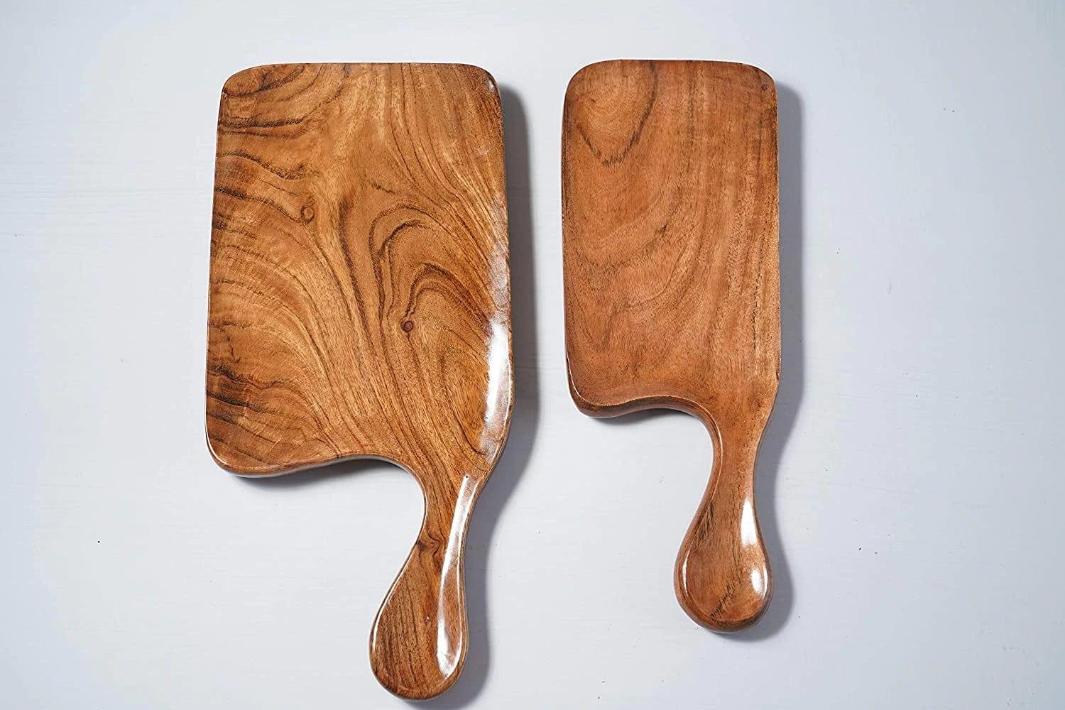 WOODEN PLATTER SET OF 2 II ACACIA WOOD II HIGH QUALITY - Ouch Cart 