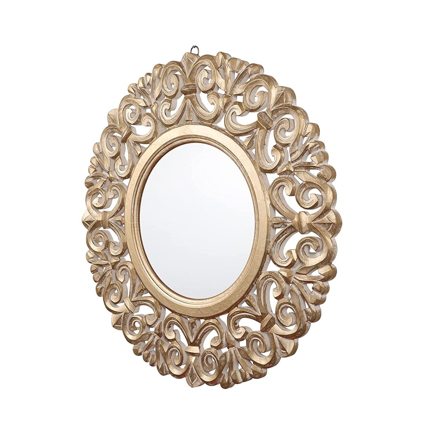 Adan's Homes Decorative Wall Mirror for Bathroom, Living Room, Gold, AHMR69, 60 cm x 60 cm x 2 cm