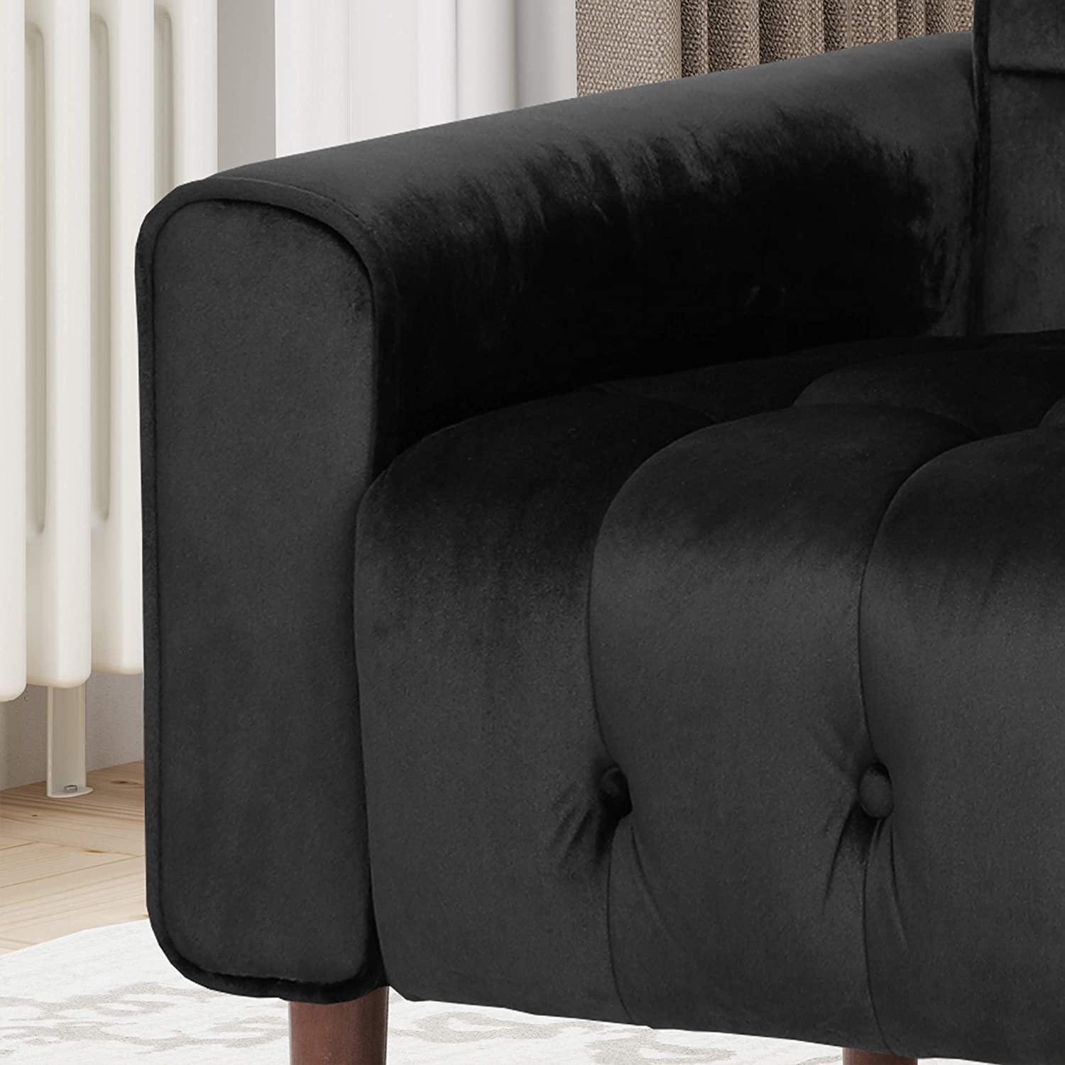 Velvet Armchair, Modern Glam, Button-Tufted, Waffle Stitching, - Ouch Cart 