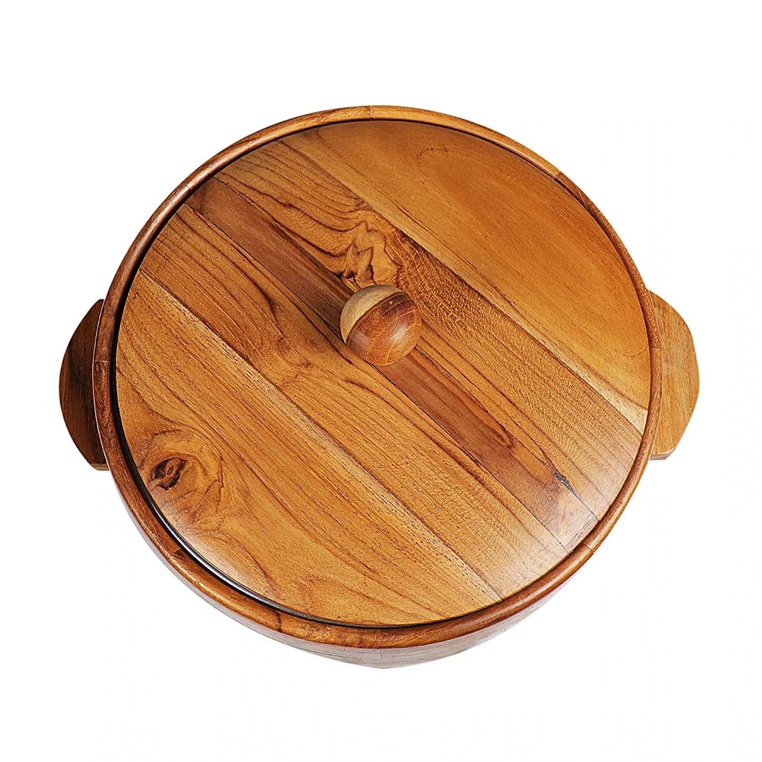 TEAK WOOD CHAPATI BOX/ ROTI BOX/ WOODEN CASSEROLE - Ouch Cart 